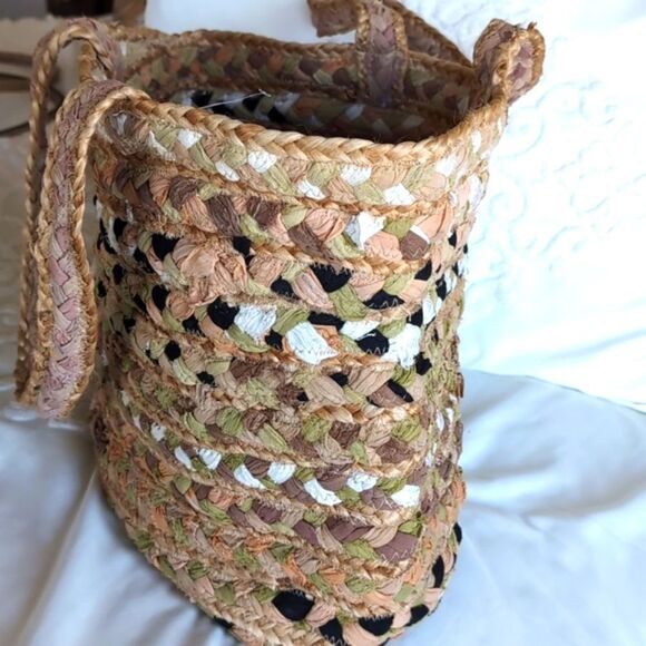 Magid BOHO Woven Jute and Cotton/ Shoulder Tote NWOT - Picture 3 of 15